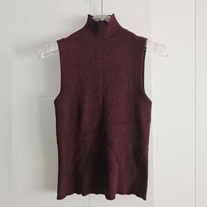 Zara M knitwear tank Mock Neck Sleeveless Ribbed Top Modern Career Stretchy